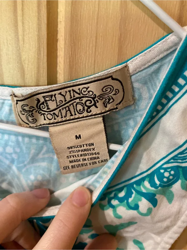 Flying Tomato White Dress with Teal Ornamental Print - Image 4
