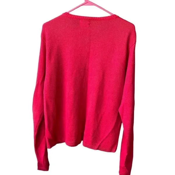 Teddi size XL beaded crocheted button front cardigan. Red - Image 3