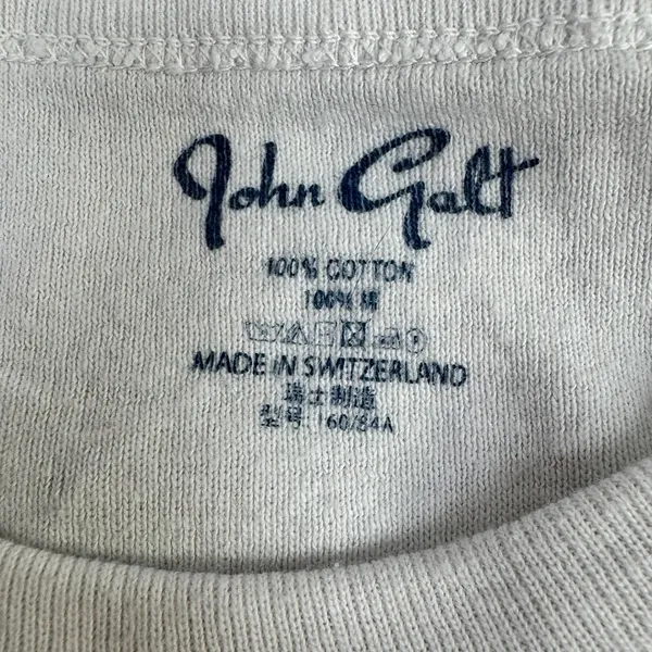 John Galt Brandy Melville White Ribbed 28 Graphic Baby Tee Short Sleeve‎ Small - Image 4