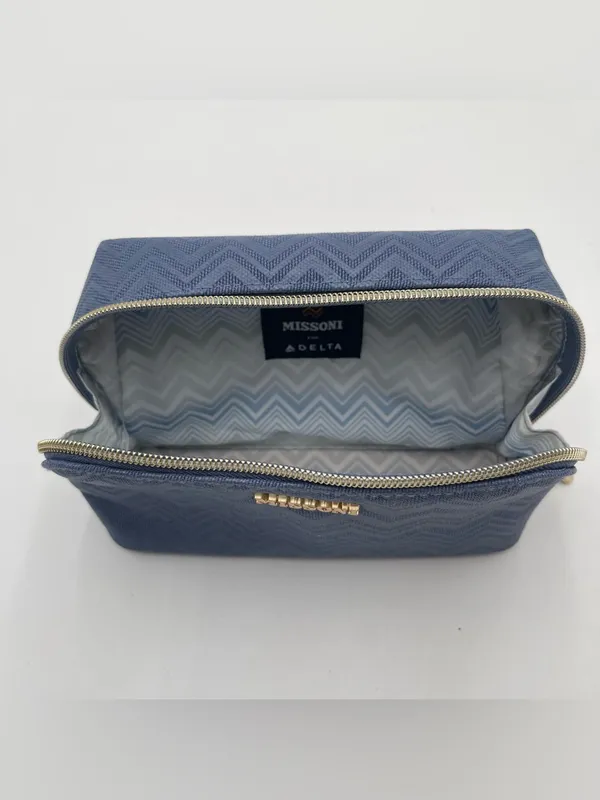 Missoni Small Travel Cosmetic Pouch Delta One Collection Toiletry Bag Blue Gold - Image 6