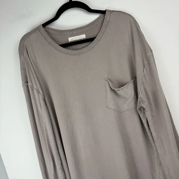 Free People We The Free Fade Into You Tee Sz XL Taupe Long Sleeve Top - Image 4