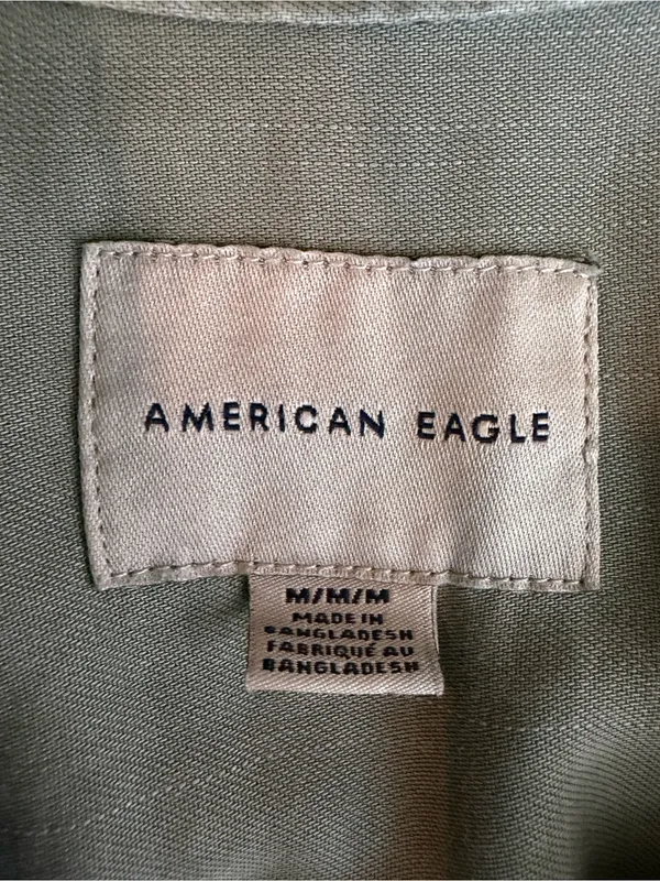American Eagle Sage Green Lyocell Button Front Utility Shirt Medium - Image 5