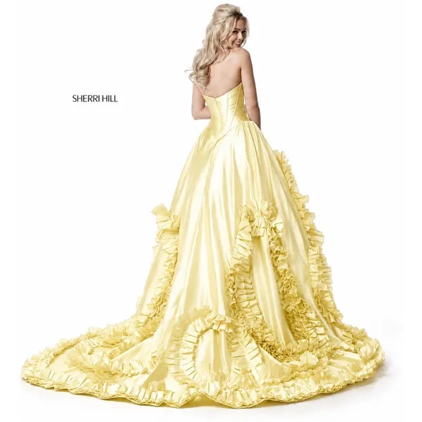 Sherri Hill 51578 Yellow Taffeta Ball Gown Size 4 NWT - Image 3