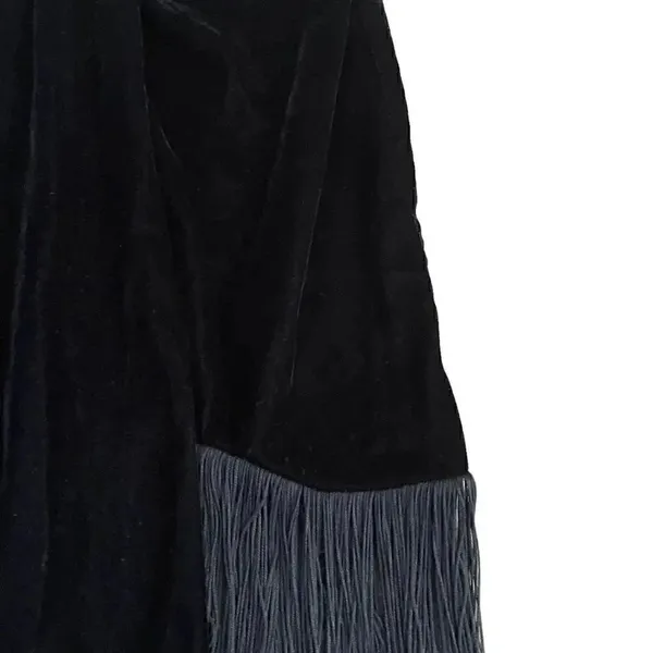 NWT Zara Women Black Fringed Velvet High Waist Ruched Front Detail Mini S #1140 - Image 8
