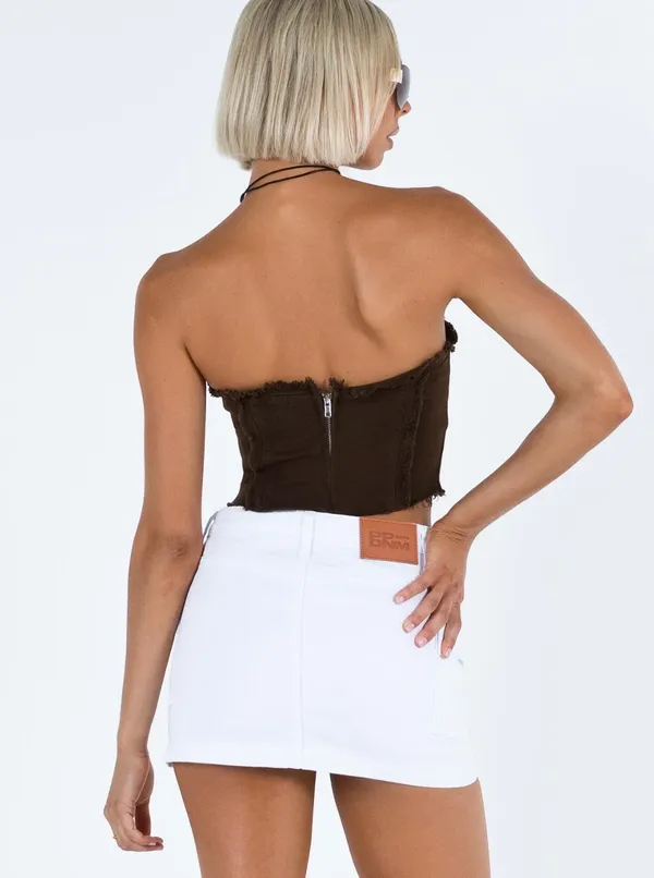 White Princess Polly Skirt Denim Cargo Zakai Mini - Image 4