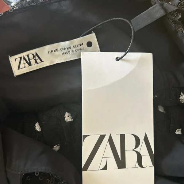 ZARA Polka Dot Sequined Babydoll Dress Size XS NWT - Image 10