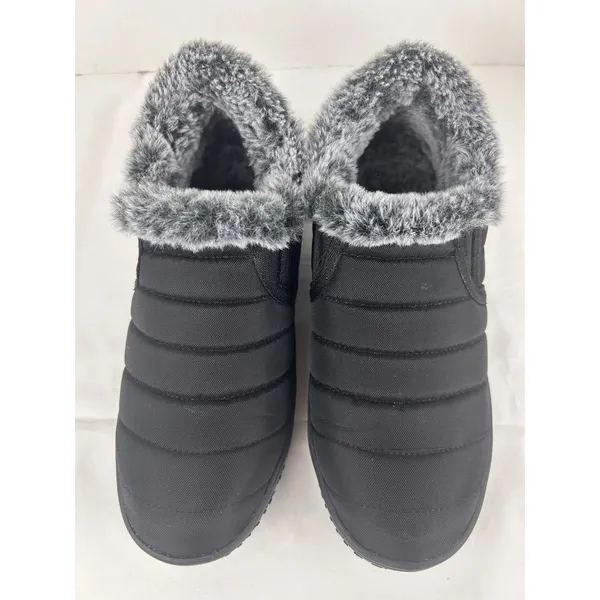 Minnetonka Timpson Twin Gore Ankle Boots Women’s Size 6 Black With Grey Faux Fur - Image 4