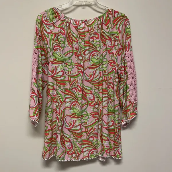 Crown & Ivy Tunic with Pink cotton lace & colorful design - Image 6