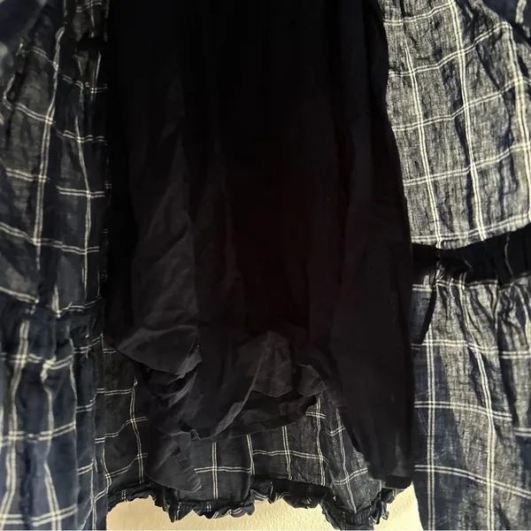 Anthropologie Magali Pascal Ruffled Linen Midi Dress Windowpane Large Wedding - Image 3