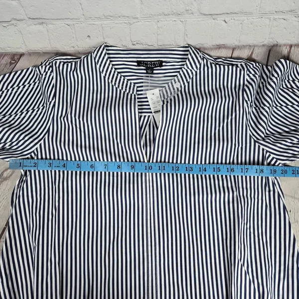 J. Crew Delilah dress striped cotton poplin‎ CJ495 S NWT Short Sleeve Blue White - Image 9