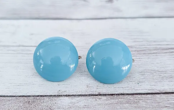 Vintage Clip On Earrings Retro Blue 0.75" - Image 2
