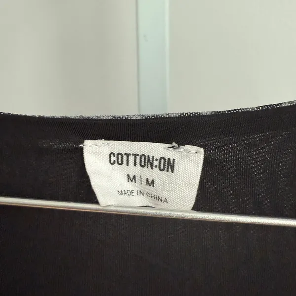 Cotton On Y2K baby Tee‎ cropped Mesh Button Up Crop Top Gray size M - Image 4