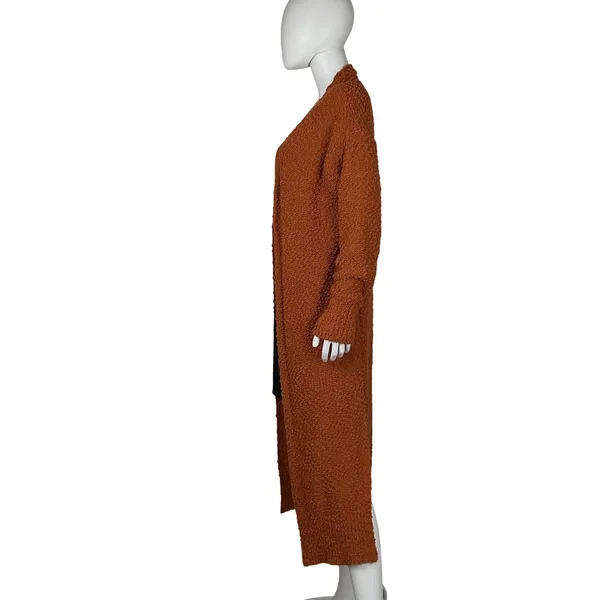 Andree by Unit Rust Orange Textured Long‎ Open Front Cardigan Sweater Size M - Image 9