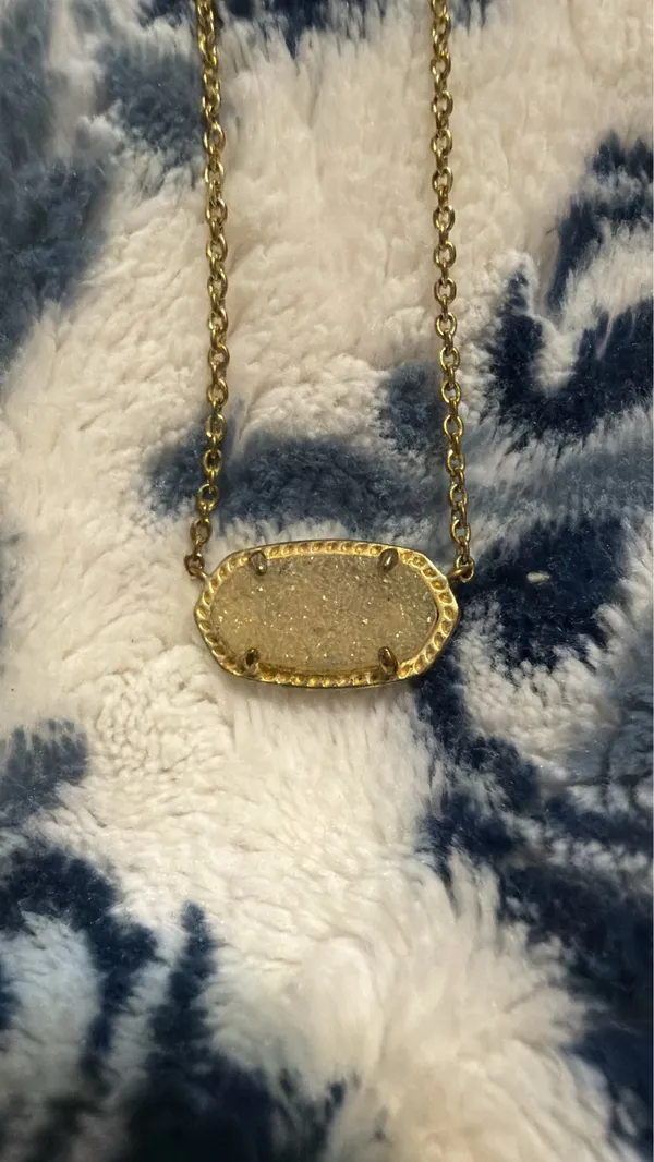 Elisa Gold Pendant Necklace in Iridescent Drusy - Image 3