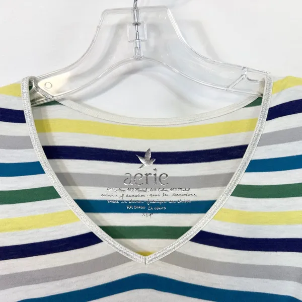 VTG Aerie Small Babydoll Top Y2K Striped Empire Waist Softi Girl‎ Grunge 169 - Image 6