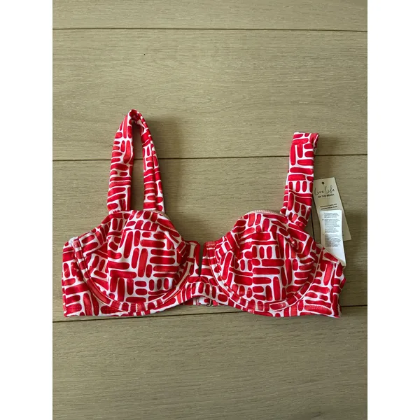 Cupshe Red White Geometric Underwire High Waisted Bikini Set Size S - Image 6