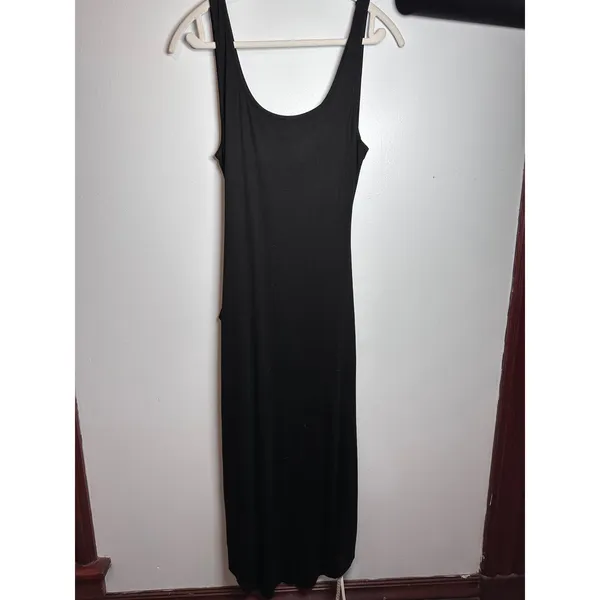 LBD ChicMe Black Sleeveless Wrap Front Side Tie Midi Dress Medium T1ODF2276 - Image 3