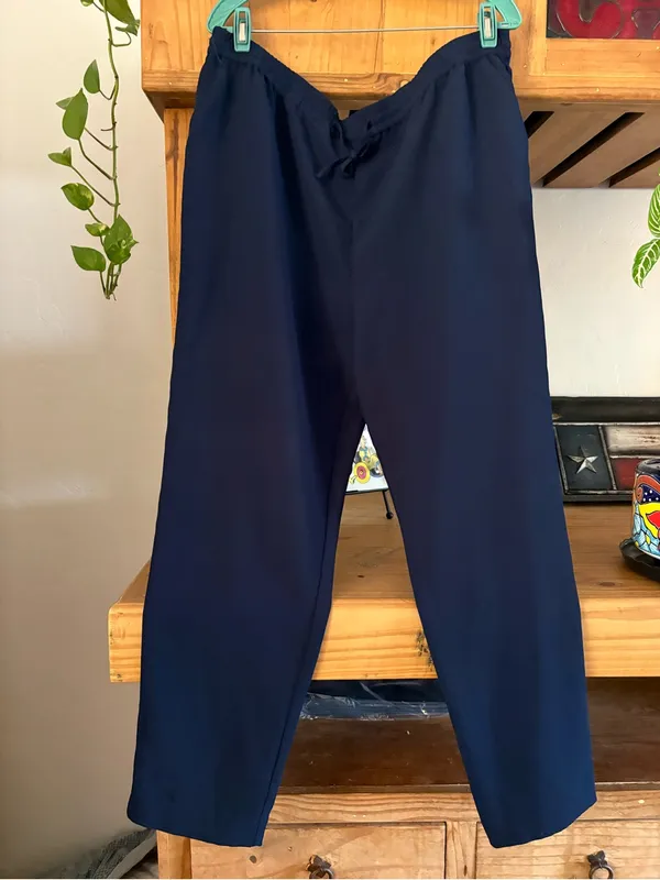 Plus Size Navy Drawstring Trousers Blue - Image 2