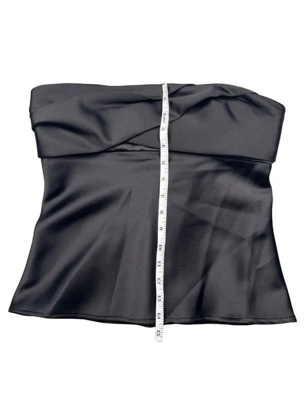 NWT Zara Black Satin Strapless Cross Front Tube Top S - Image 6