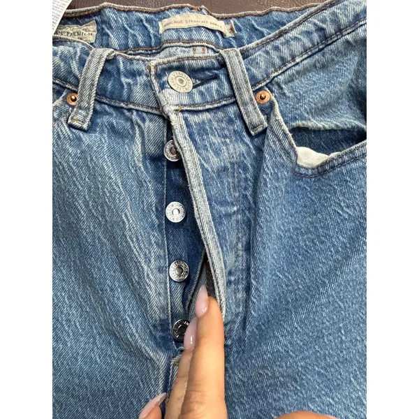 Levi's Premium Ribcage Straight Ankle Jeans - Vintage Wash - Size 27 in Blue - Image 2