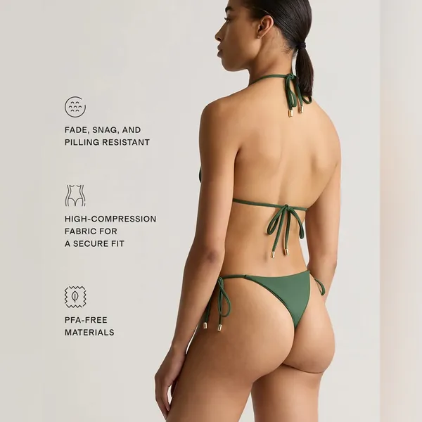 NWT Quince Italian Palm Green Italian Adjustable Side Tie Bikini Bottom Sz M - Image 4