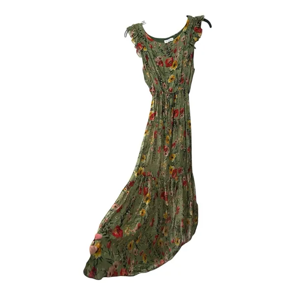 Le Ragazze Italy Silk Blend Floral Ruffle Maxi Dress L Get ready for autumn - Image 3