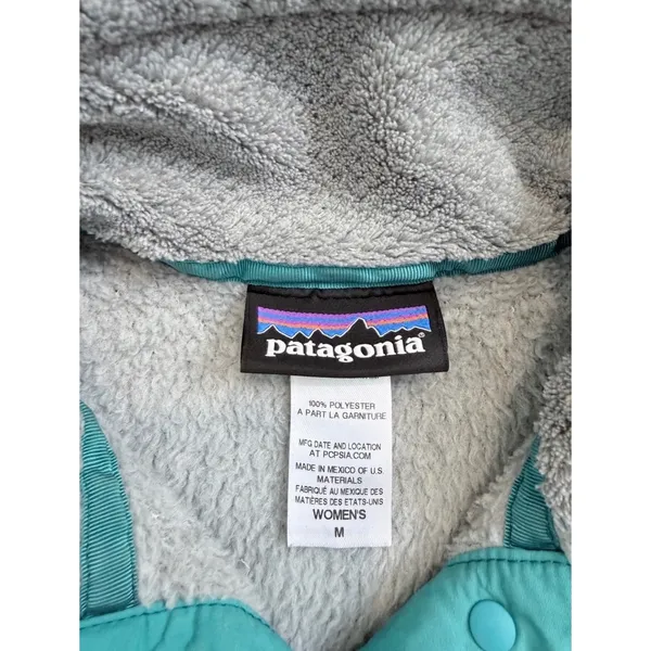 Patagonia Re-Tool Snap-T Pullover Grey Teal Fleece Womens M Hiking Gorpcore - Image 8