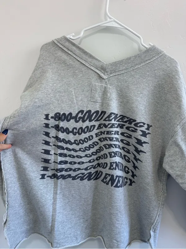 Aerie Wonder V Neck Sweatshirt good energy size M grey - Image 5