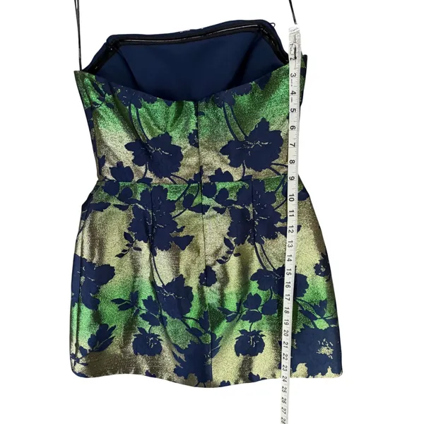 Katie May Valerie Metallic Floral Strapless Mini Dress Womens S Emerald Garden - Image 11