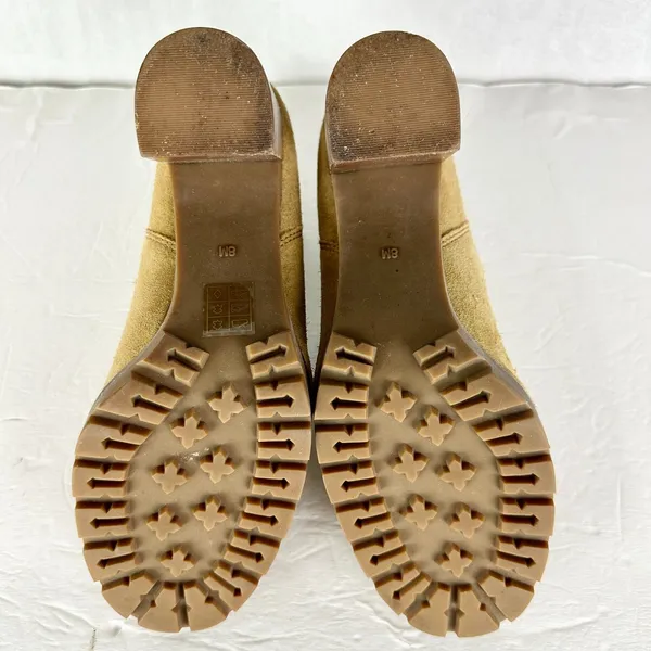 Tory Burch Stafford Suede Ankle Boots Size 8 Tan Beige Pull On Wood Block Heel - Image 10