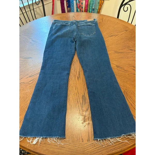 PAIGE Manhattan Bootcut Jeans Womens 29 Blue Raw Hem Frayed Denim - Image 7