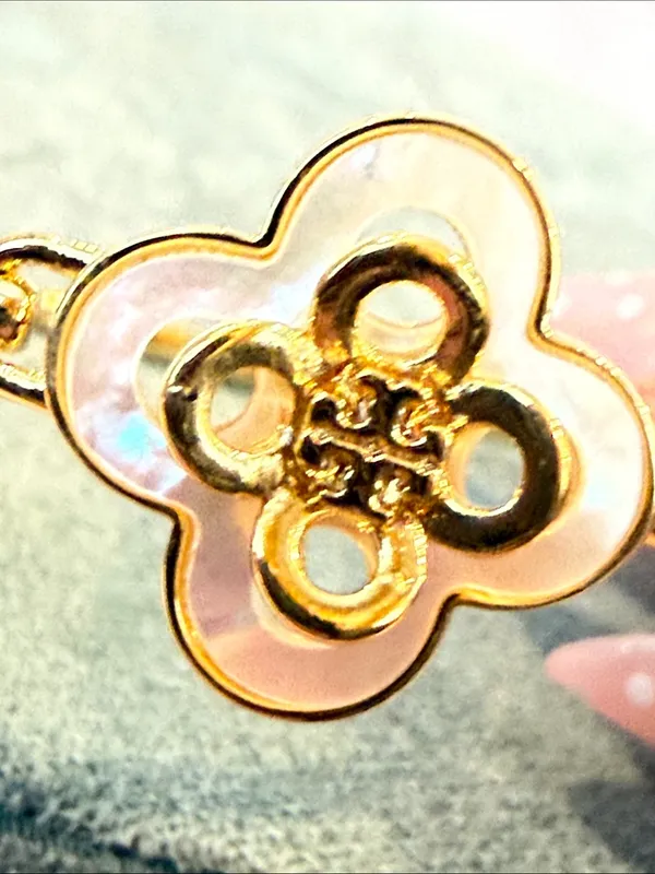 Tory Burch | Gold Plated Mother-of-Pearl Bangle Bracelet | Medium - Image 3