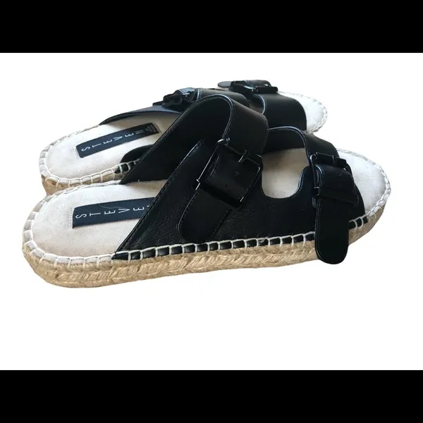 Steven By Steve Madden Black Lapis Espadrille Leather Platform Sandal 8M Bohemian - Image 3