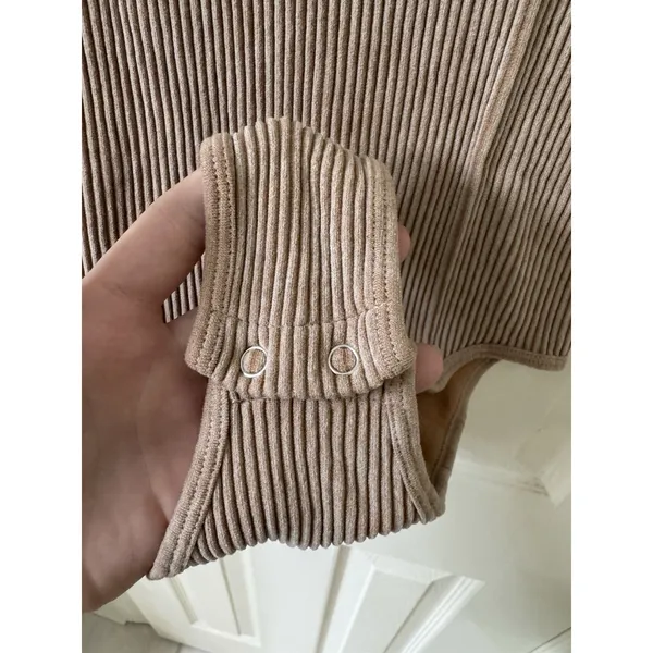 AURA Women's Beige One-Piece Stretch Solid Bodysuit Size S/M - Image 3