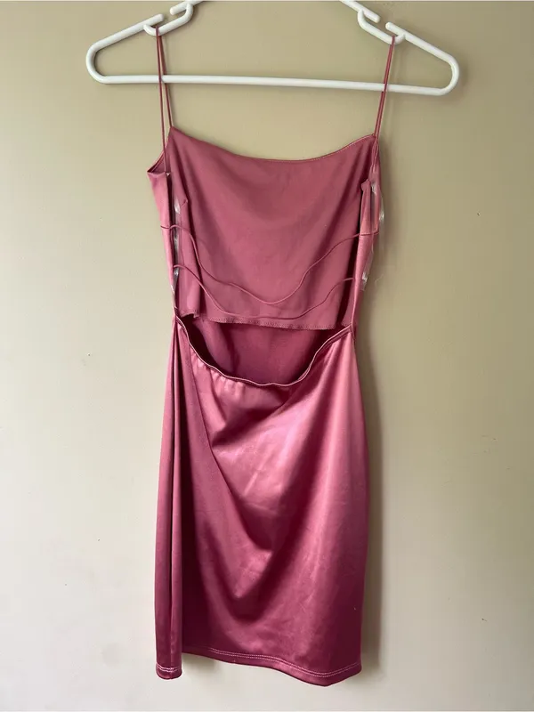 Windsor pink satin mini dress - Image 3
