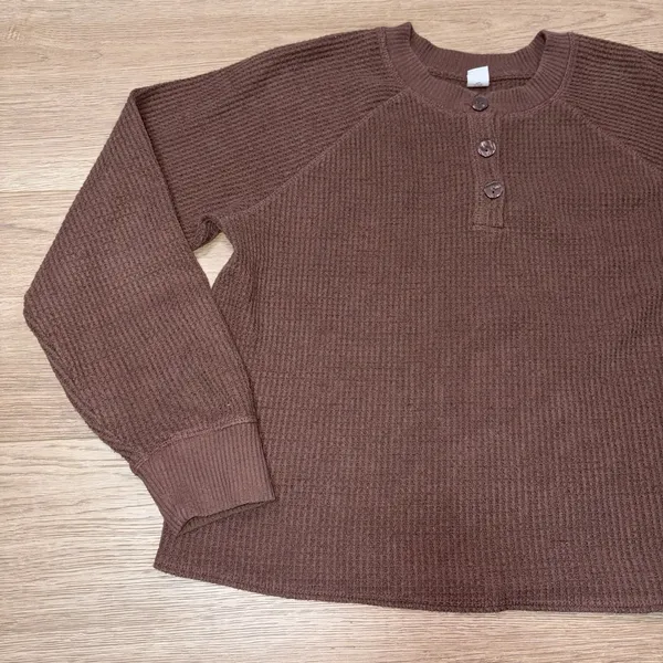 Old Navy Womens Brown Thermal Waffle Long Sleeve Medium - Image 6