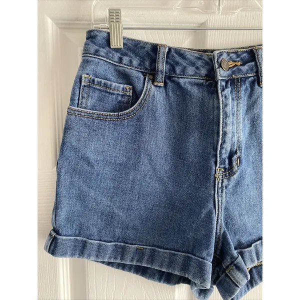 PacSun Mom Short Womens Size 27 Blue Denim High Waisted Cuffed Summer Casual - Image 2