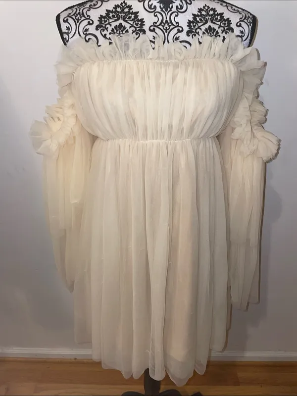 SHEIN Off-Shoulder Ruffle Chiffon Mini Dress Size Small - Image 2