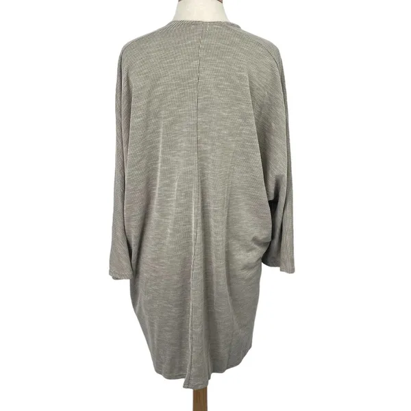 Anthropologie Donni Sandwash Cardigan Open Front Duster Ribbed Neutral Gray NEW One Size - Image 5