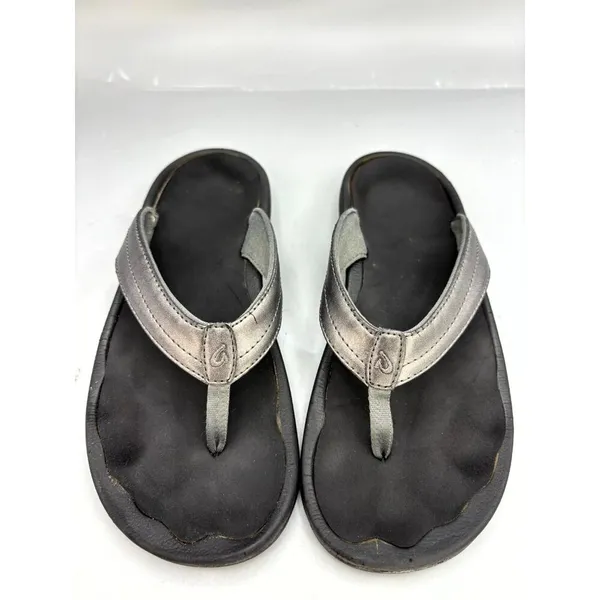 Olukai Ohana Water-Friendly Thong Sandals Women’s US 8 Silver Slip On Flip Flop - Image 3
