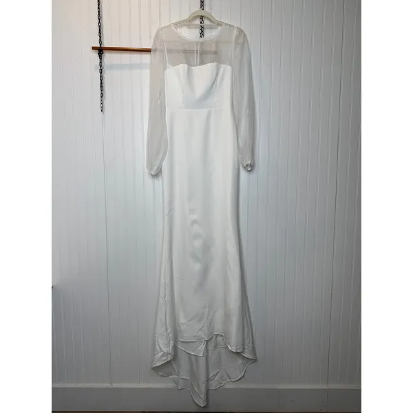 Lulus Immaculate Romance White Sheer Organza Long Sleeve Maxi Dress Party Small - Image 4