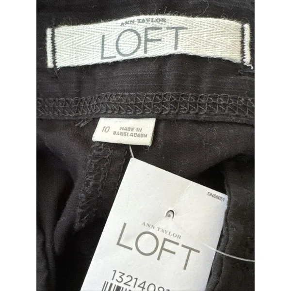 Loft Ann Taylor Women's 8 Black Zipper Cropped Capri Pants Cotton Pockets - Image 3