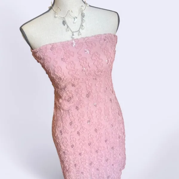 Forever 21 Strapless Sequin‎ Lace Bodycon Dress XL - Image 2