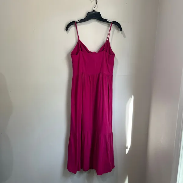 Loft Pink Sleeveless Midi Dress Size 2 Bow‎ Front Tiered Coquette Barbiecore - Image 3