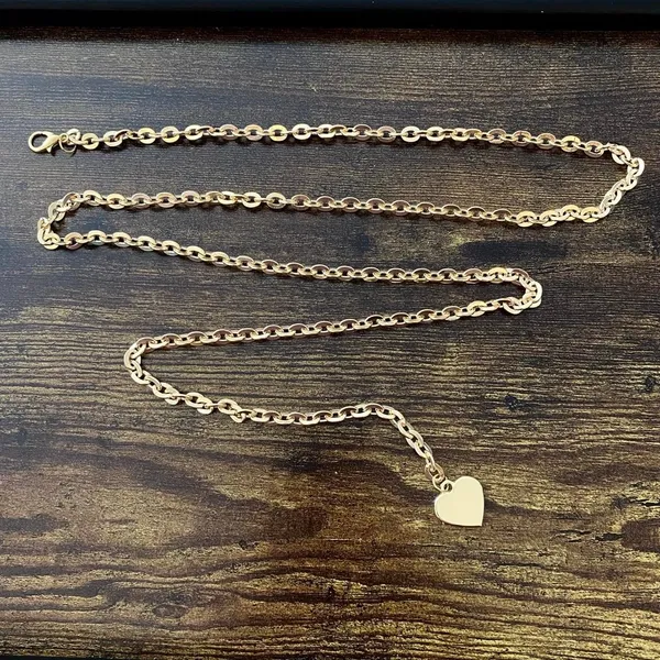 Gold Y2K Heart Charm Flat Link Draped Chain Belt, Fits Up to 48 Inches, X7GA1369 - Image 6