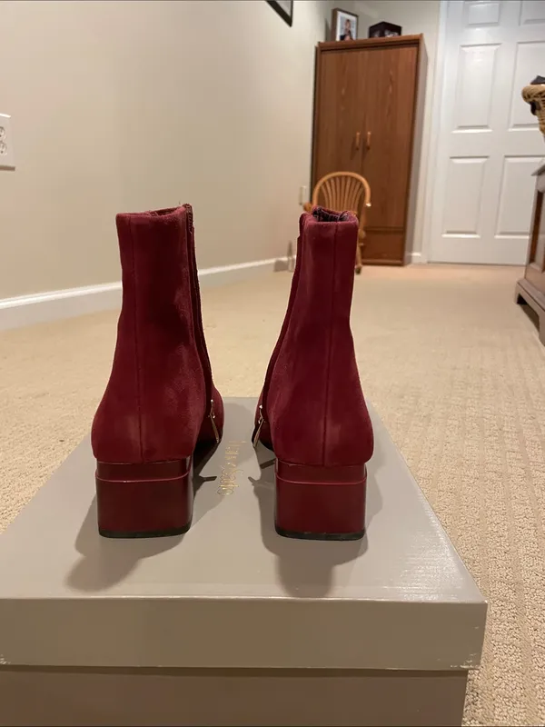Franco SartoWomen's Burgundy Suede Square-Toe Ankle Boots - Image 6