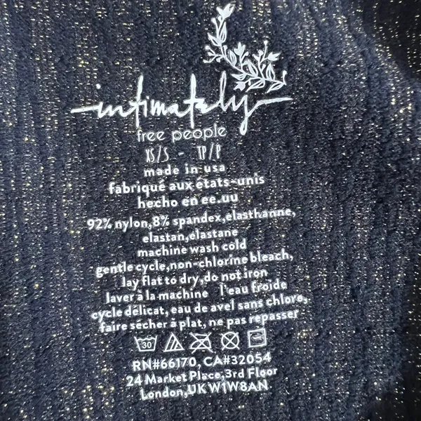 Free People Intimately Ribbed Metallic Bodysuit Navy Gold Sparkle Size XS/S - Image 5