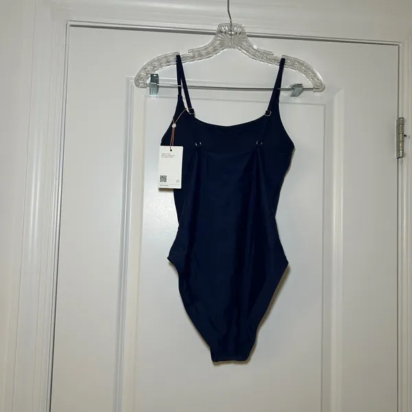 NWT Quince Italian Cami One-Piece Swimsuit navy women's xs classic modest - Image 6