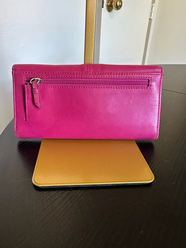 Vintage Y2K Coach Soho Pleated Trifold Wallet pink - Image 8