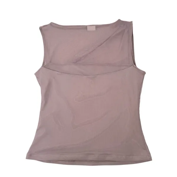Abercrombie & Fitch Sheer Mesh Draped Tank Top Size S Beige Ruched Going Out - Image 3